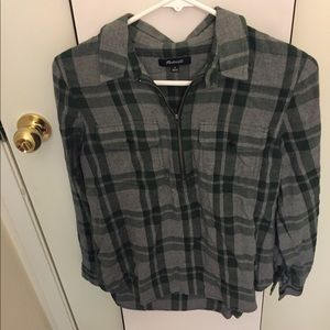 Madewell Zip Up Long Sleeve Plaid Shirt